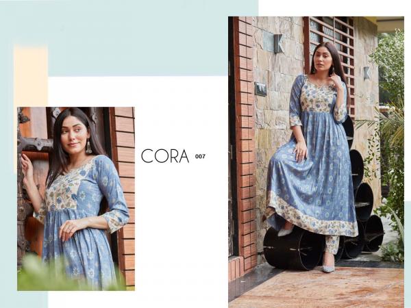 Cora Designer Rayon Printed Kurti With Bottom